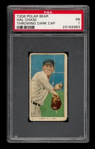 1909-11 T206 Set-Break Hal Chase (Dk Cap) Polar Bear PSA 1 POOR