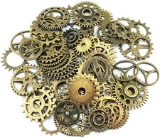 Blovess 100 Gram Approx 70Pcs Antique Steampunk Gears Charms Clock Watch Whee