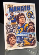 Joe Namath Rams Custom Caricatures Football Art Card