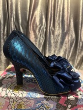 Irregular Choice Euro 40 Blue Shimmer “Ascot” Glitter Heels With Bows