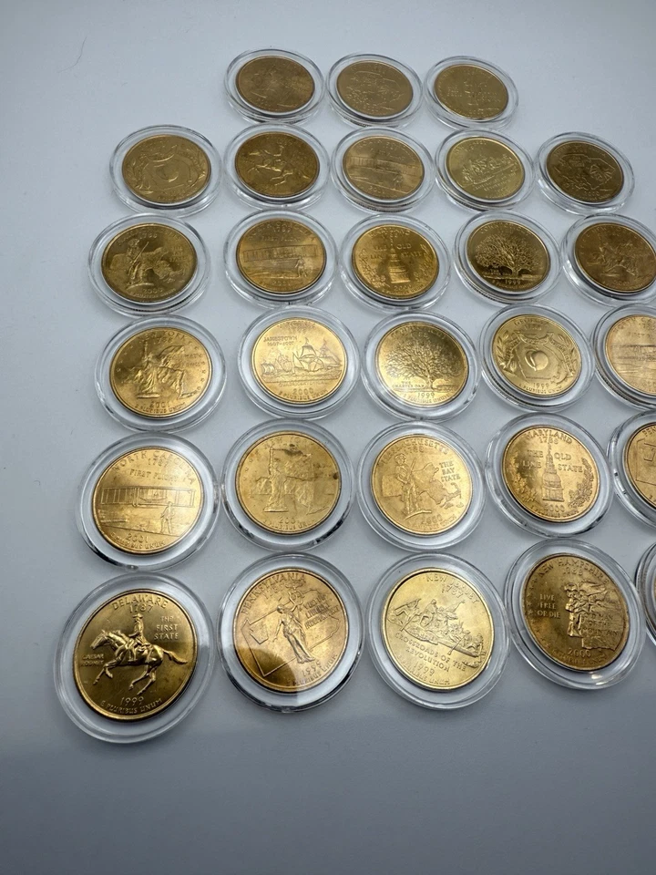 1999, 2000, 2001 Gold Edition State Quarters, 24K Gold Plated (28 Coins Total) - Image 3 of 4