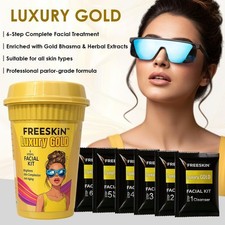 Freeskin Luxury Gold Facial Kit 6 Steps Brightens Skin Complexion Radiant Glow