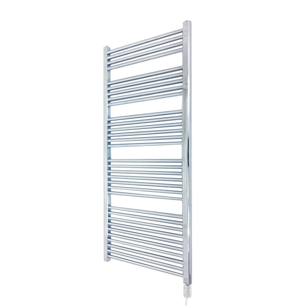 Electric Towel Rail Straight Chrome Thermostatic Element 600mm x 1600mm 600W