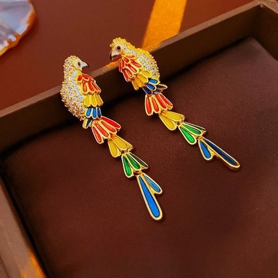 Vintage Colorful 3D Earrings Luxurious High-End Studs for Women