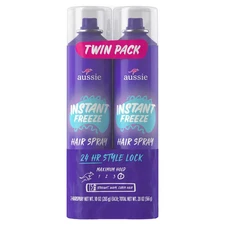 Aussie Instant Freeze Hair Spray Twin Pack for All Hair Types, 10 oz. Unisex...