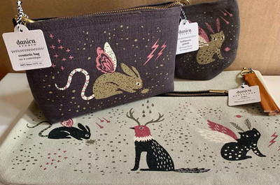 NOW DESIGNS DANICA 'BEASTIES' LG COSMETIC BAG,TOILETRY BAG AND HALFMOON POUCH