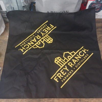 7 Frey Ranch Bandana Black Yellow Logo Farmers Distillers Square Scarf One Size