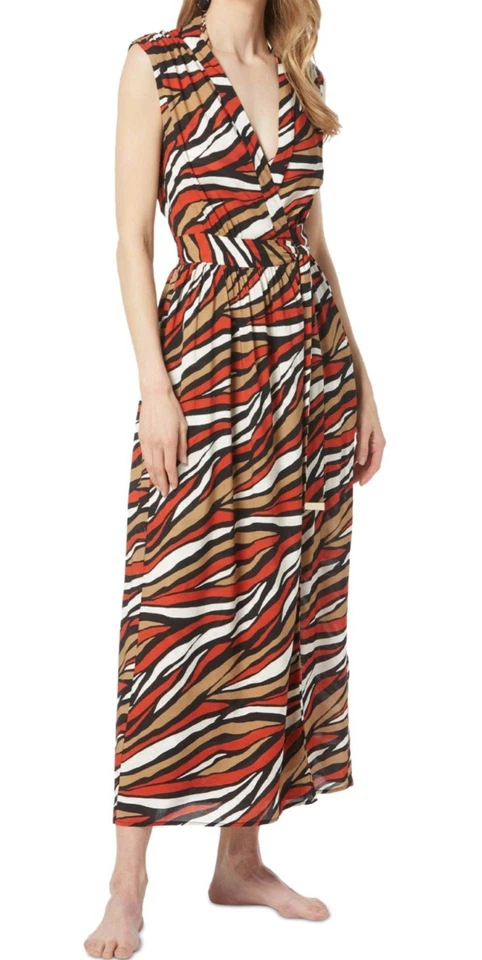 Vestido Michael Michael Kors Sin Mangas Envolvente Encubrimiento Terracota Talla Pequeña $190 Foto 2 de 4