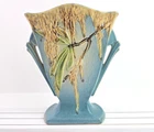 Roseville Spanish Moss Vase 778-7 Blue 1940s Art Pottery Possible Repair  As Is