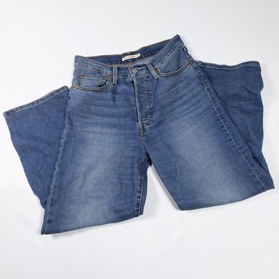 Levis Ribcage Straight Ankle Jeans Womens 27 Medium Wash Blue Denim Button Fly