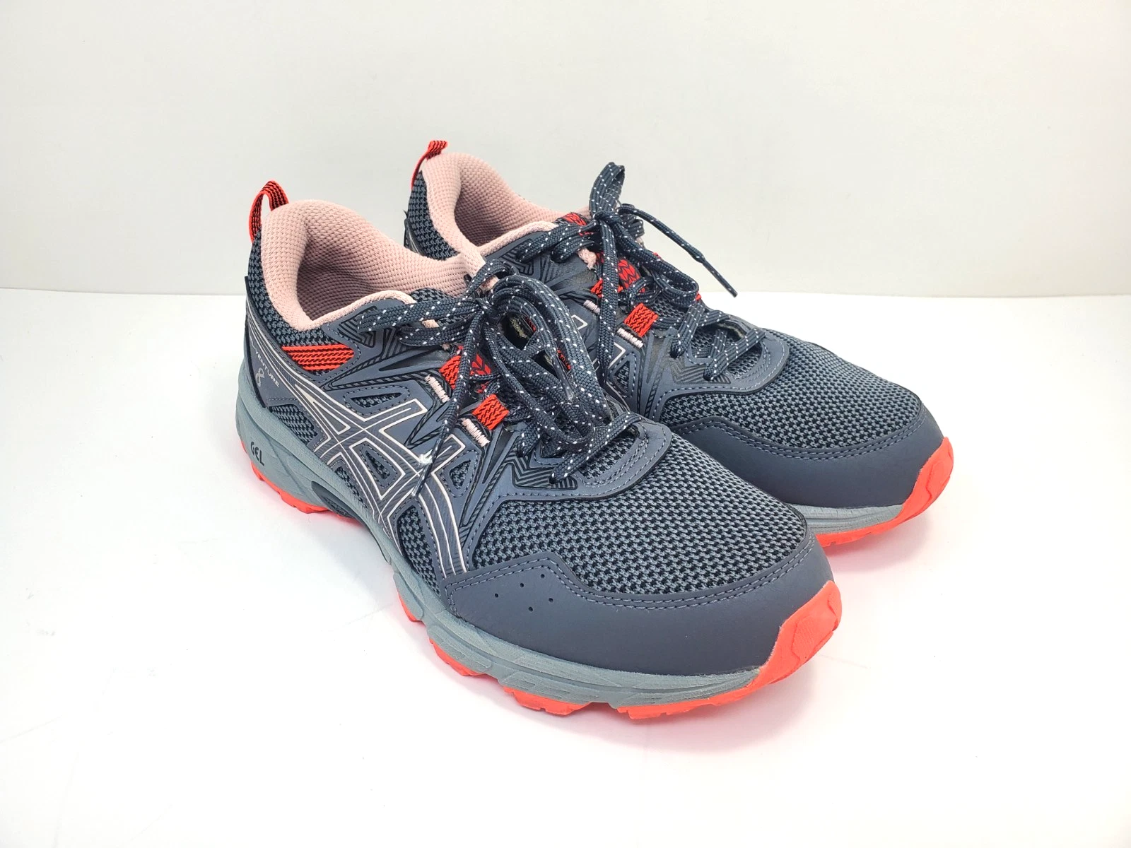 Asics Gel Venture 8 Trail Running Sneakers Women Size 7 Gray Red Comfort Shoes