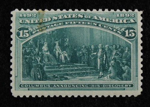 CKStamps: US Stamps Collection Scott#238 15c Columbian Mint LH OG Stain