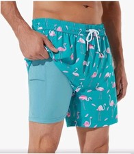 BRISIRA Swim Trunks Bathing Suit 5" Inseam Compression Liner Beach Swim Small