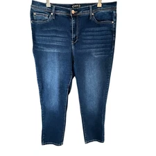 Nanette Lepore Belle Ankle Jeans 16 Blue Slim Skinny High Rise Stretch Comfort