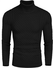 Men's Turtleneck Pullover Sweater Slim Fit Knitted Twist Warm Winter Casual Top