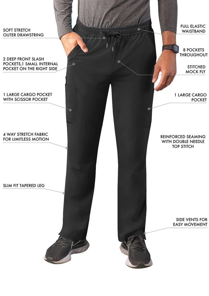 Pantalones Exfoliantes Adar Addition Para Hombre - Pierna Ajustada Carga Cordón Foto 3 de 4