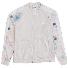 Puma Womens Beige Track Jacket Size 12 Full Zip Sports Top