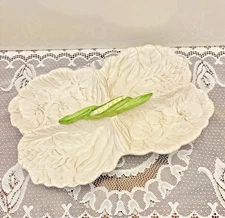 Italian Ceramiche Leonardo Serving Bowl Hand Painted Pea Pod Vine Design VTG