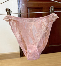 Victoria's Secret Polyester String Panty Sheer Nylon Lace Hi Cut VTG Bikini Sz.M