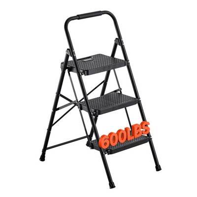#ad #ad 3 Step Folding Ladder Lightweight Steel Stool Anti Slip Pedal 600 lbs Capaci $95.99