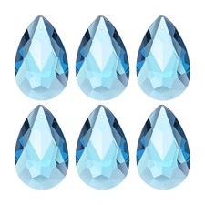 K9 Crystal Teardrop Pendants Oval Beads, 6 Pack 38mm, Navy Blue