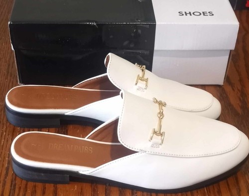 Traumpaar Damen 7 flache Pantoletten weiß spitz zulaufend rückenfrei Slipper Pantoletten Halbschuh - Bild 9 von 10