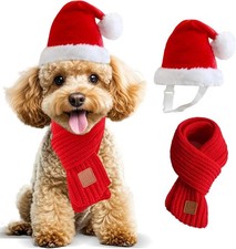 Charming Santa Hat  Scarf Set for Small Dogs - Christmas Spirit Awaits 