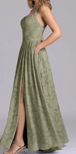 Azazie Francis Pistachio Floral Burnout A-Line Corset Bridesmaid Dress A14