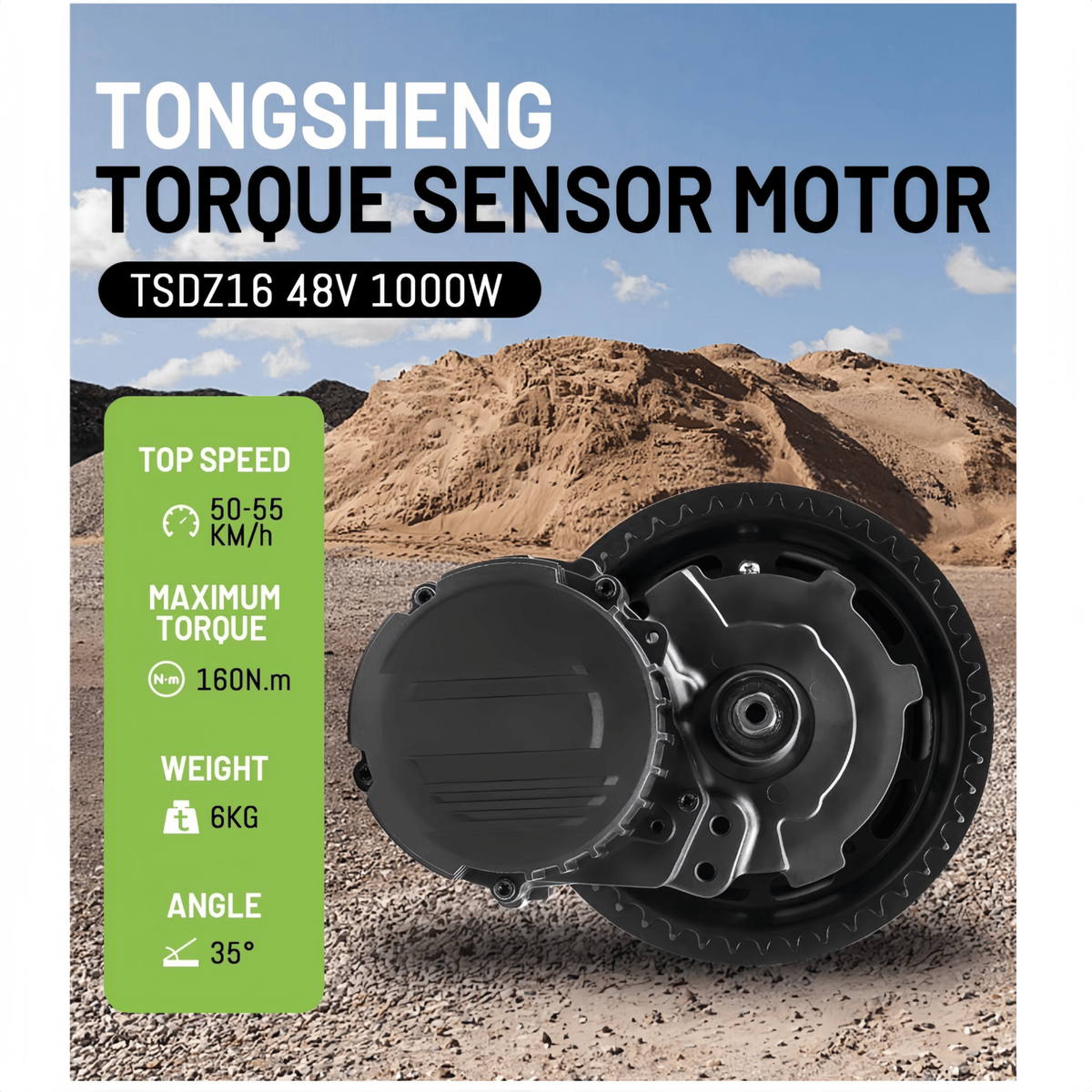 Tongsheng TSDZ16 EBike Kit 48V 1000W Torque Sensor eBike Mid Drive