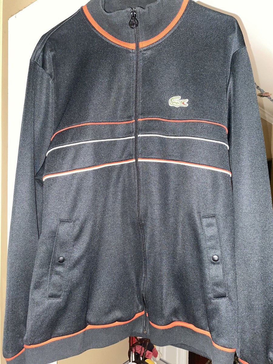 Lacoste Sport Mens Full Zip Track jacket Size 6 (XL) black w Lacoste Sport Mens Full Zip Track jacket Size 6 (XL) black w