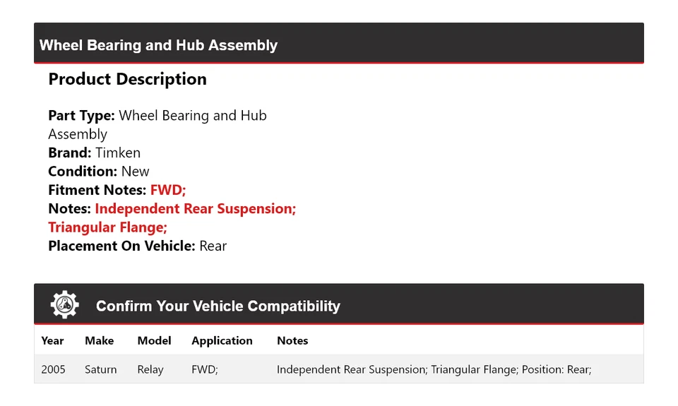 For 2005 Saturn Relay FWD Wheel Bearing and Hub Assembly Rear Timken - Image 2 of 4