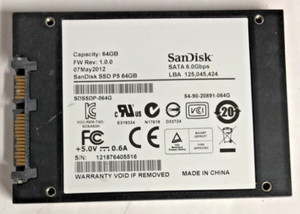 SANDISK 64 GB SSD SATA FESTPLATTE SDSSDP-064G 2,5 ZOLL  #NFP598