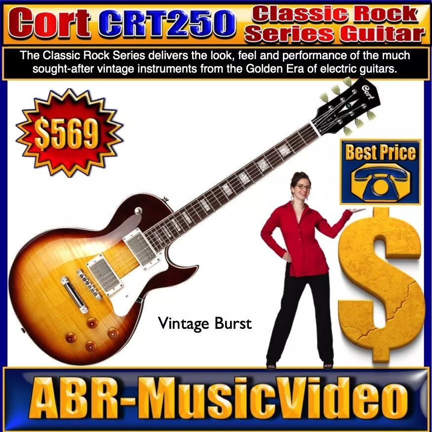 Cort CR250VB Classic Rock Series Electric Guitar Vintage Burst