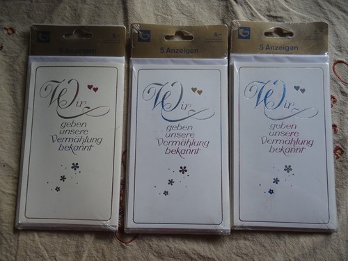 Hochzeit 15x Einladungskarten zur Vermählung 3x5 Stück in Verpackung Vintage