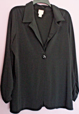 One button blazer, XL, collar, long sleeve, black, washable, 8 spandex, USA