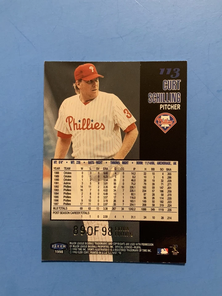 1998 Sports Illustrated W.S.Fever #113 Curt Schilling,Extra Edition /98 *158 - Image 4 of 4