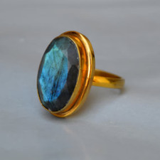 Faceted Blue Labradorite Ring,Handmade Ring,925Sterling Silver,Cluster Ring,Gift