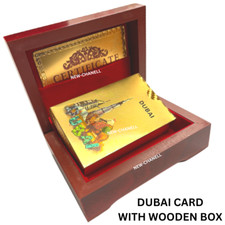 Dubai Gold Card with Black Wooden Box Poker Playing Card Certificate Gift XMAS
