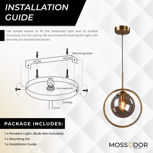 Pendant Ceiling Light Fixtures Modern Industrial Hanging Light Gold Clear Smokey - Picture 18 of 25