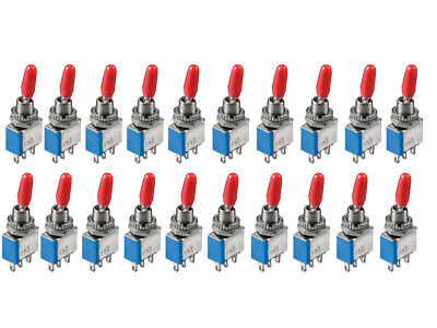 20 Sensell Kippschalter Miniatur EIN-EIN Lötösen 3A 6A 125V 250V 3 Pin KfZ Kappe
