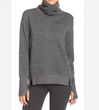 Alo Yoga Womens Size S/M Haze Funnel Turtleneck Sweatshirt Gray Athleisure Cozy