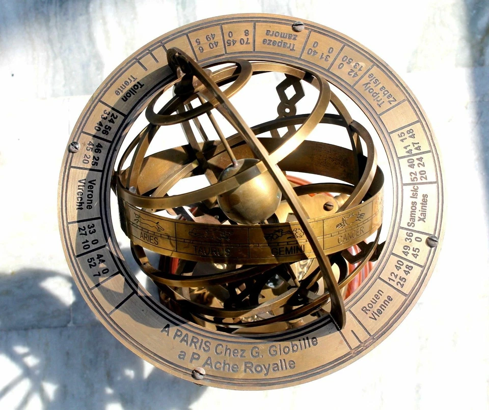 Estilo Antiguo Náutico Latón Grabado Globo Esfera Vintage Armilar Artículo Marino Foto 3 de 4