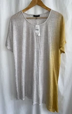 LANE BRYANT Asymmetrical Hem Tunic Knit Top Beige Yellow Size 18/20 NWT