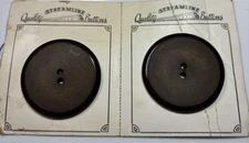 Buttons 2large Brown 2 Hole Flat 2 1/2. Inch VTG