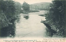 Looking Up the Hudson River at Hadley & Luzerne New York NY 1907 Postcard