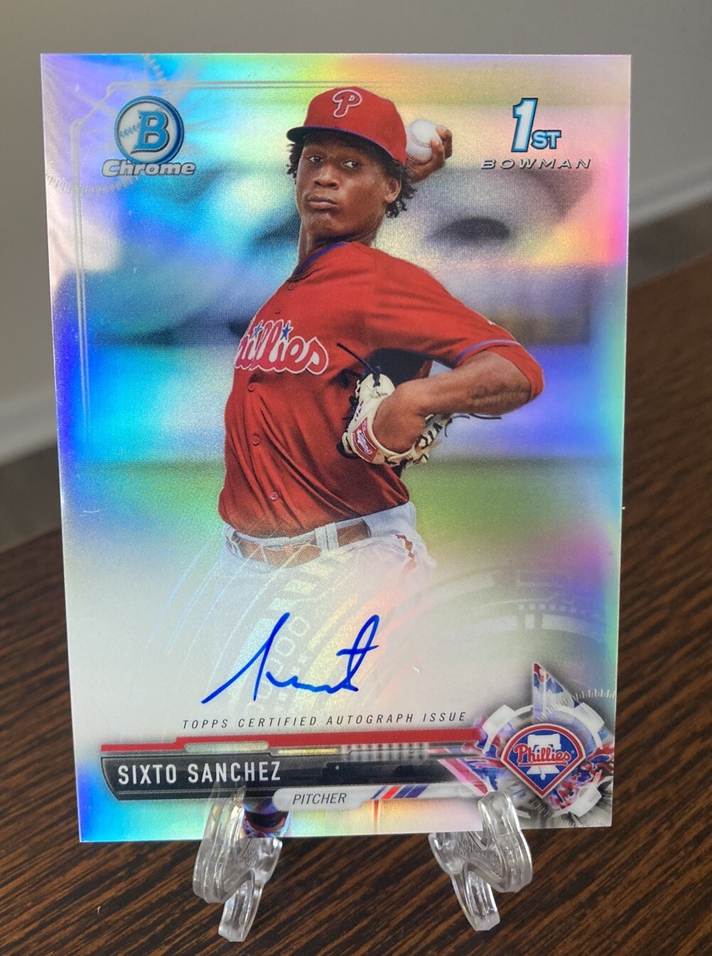 2017 1st Bowman Chrome Sixto Sanchez Refractor Auto /499 RARE pre Rookie RC SP