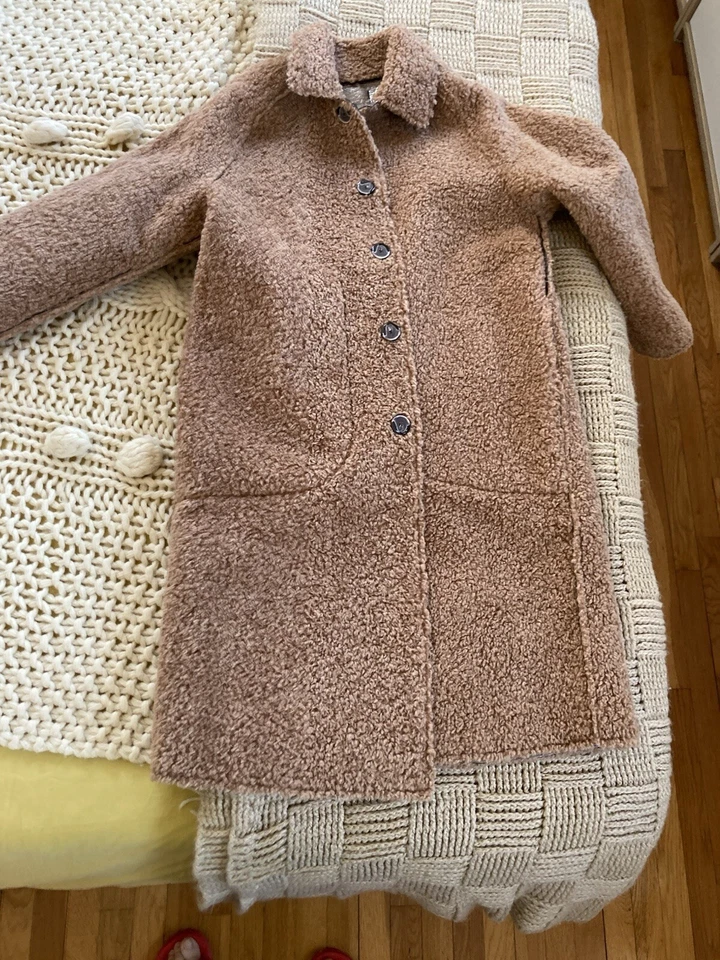 Abrigo Ooffwear Reversible Lámina Plateada/Marrón Claro Imitación Piel de Oveja Talla M Foto 3 de 4