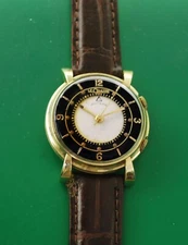Vintage 50's Le Coultre Vacheron Wrist Alarm Manual Wind Watch Two tone Dial.