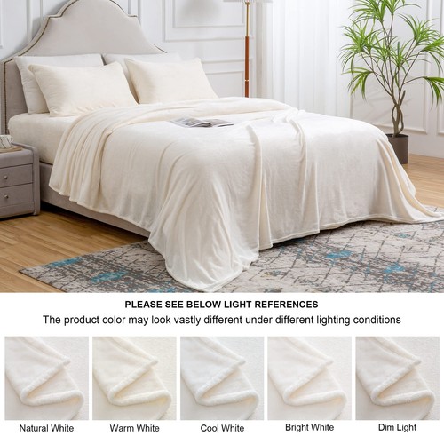 Flannel Sheets Queen Size White - Super Soft Fleece Sheets Set Fluffy Extra P... - Picture 8 of 8