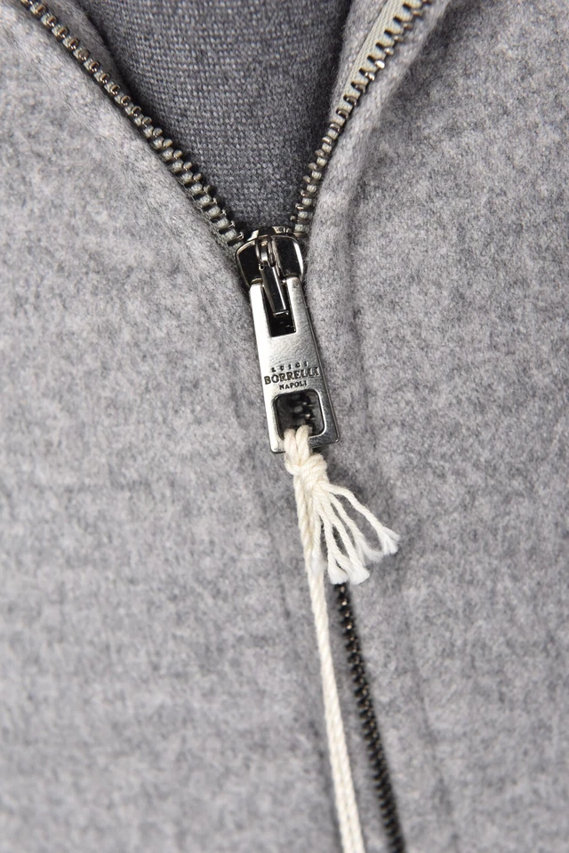 Nueva Chaqueta con Capucha Luigi Borrelli Gris Sólido Toda Temporada Lana Cachemira 40 (EU 50) Foto 3 de 4